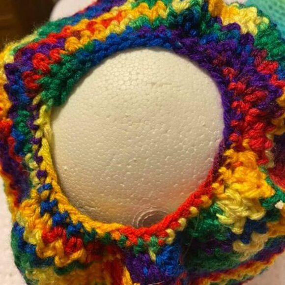 🐻Messy Bun Beanie - New Handmade Primary Color  7" Long 22"-27" Circumference - Picture 3 of 3